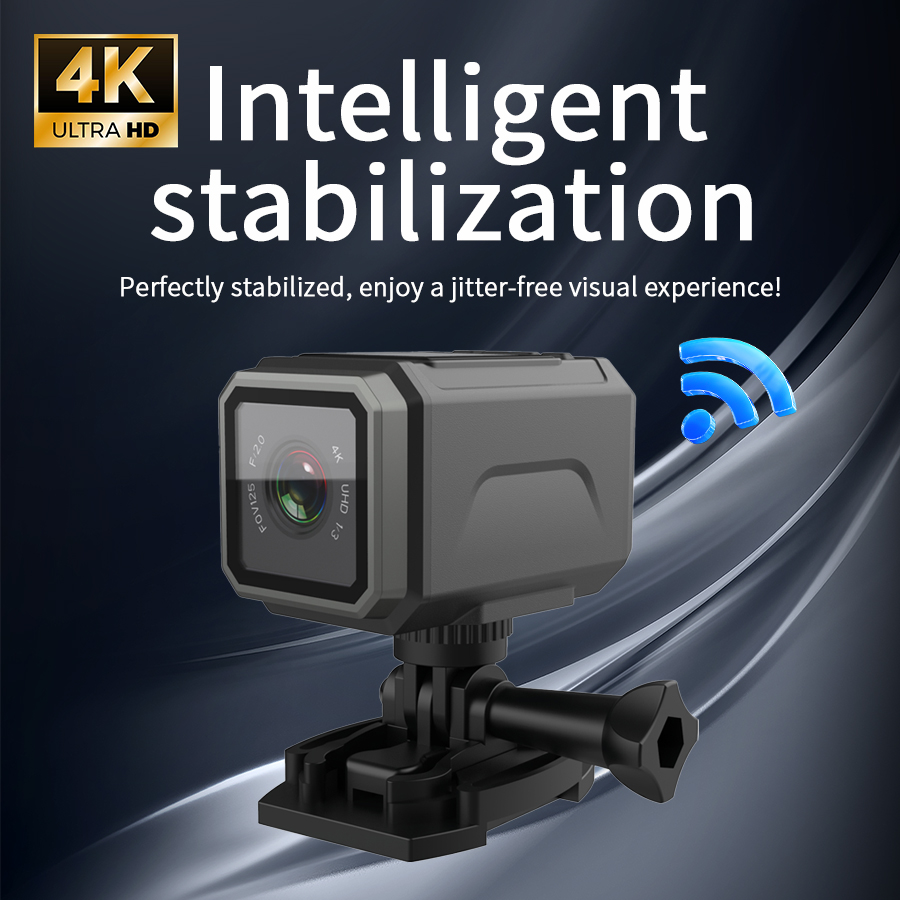 Action Camera 4K - Экшн-камера 4K EIS 125 ° Широкоугольный